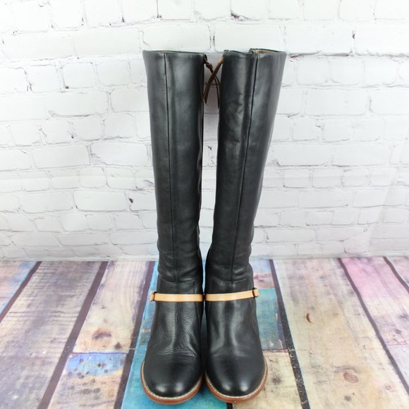 Schuler & Sons Philadelphia Black Leather Tall Zip Heeled Boots 7.5 M - Picture 5 of 11